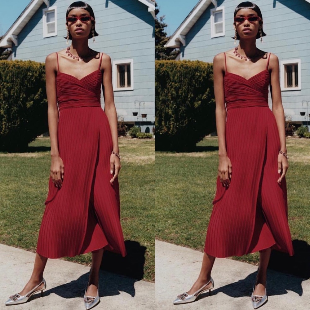 A.L.C. Sienna Dress in Red Pleated in Size 6 NWT